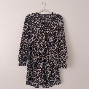 LOFT Floral Playsuit/Romper High Neck with Ribbon Tie (Black Cream Red)